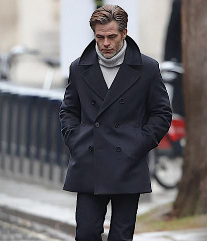 Chris Pine All The Old Knives Wool Peacoat Sale Winter