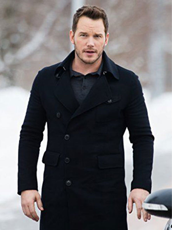 Chris Pratt Classic Winter Black Wool Coat