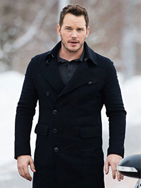 Chris Pratt Classic Winter Black Wool Coat