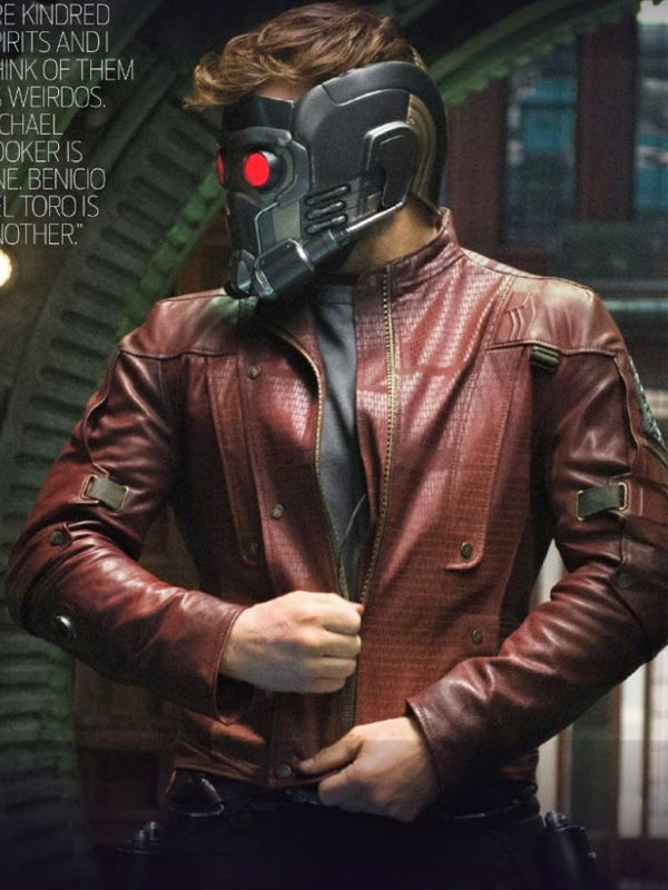 Chris Pratt Guardians Of The Galaxy Star Lord Maroon Leather Jacket Gifts for Him