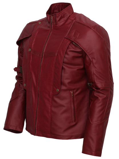 Chris Pratt Guardians Of The Galaxy Star Lord Maroon Leather Jacket Halloween Costume