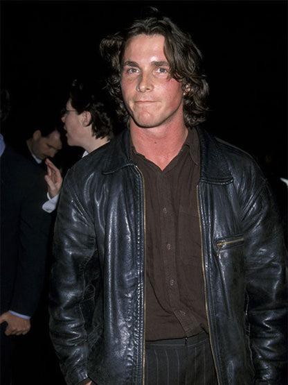 Christian Bale American Psycho Leather Jacket Free Shipping UK USA Canada