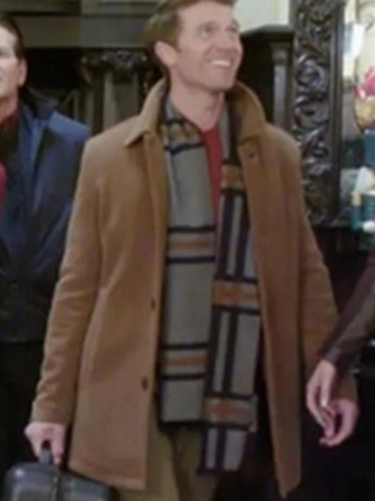 Christmas Couples Retreat Sherrod Taylor Brown Wool Coat Free Shipping Worldwide