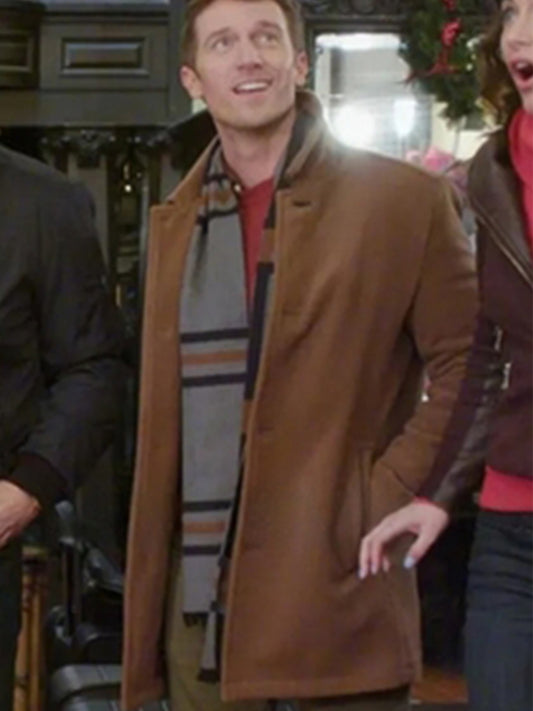 Christmas Couples Retreat Sherrod Taylor Brown Wool Coat