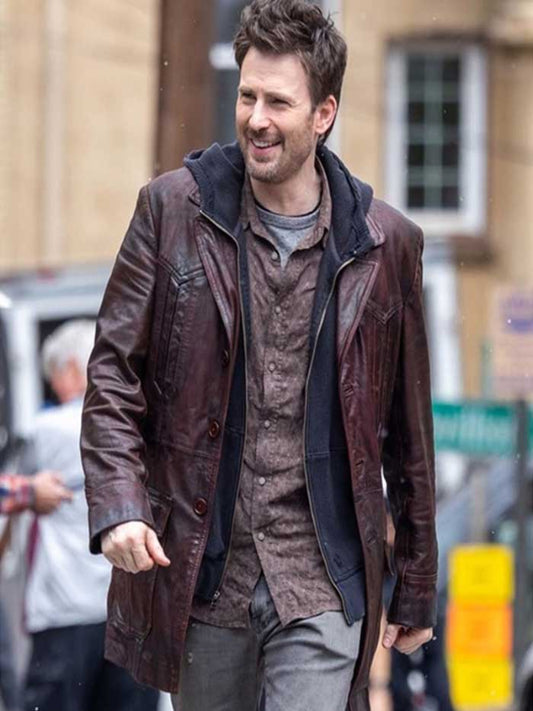 Christmas Red One Chris Evans Brown Leather Jacket