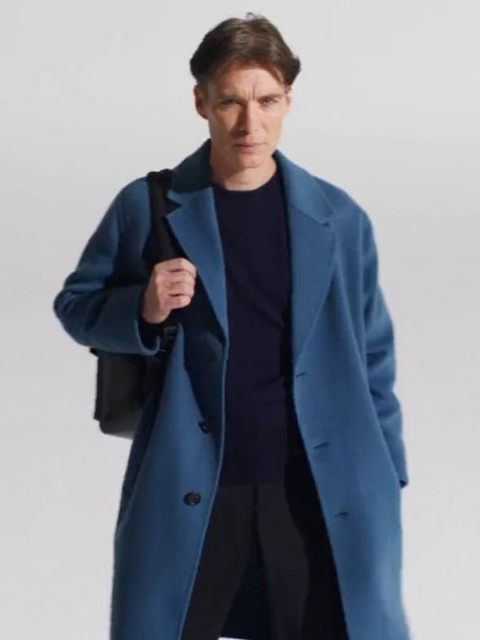 Cillian Murphy Peaky Blinders Blue Wool Trench Coat