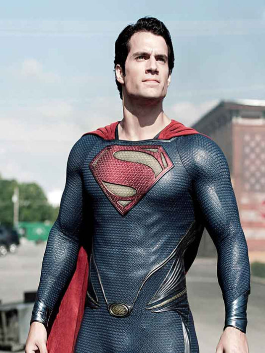 Clark Kent Man Of Steel Blue Superman Leather Jacket Costume Comics DC Free Shipping Europe