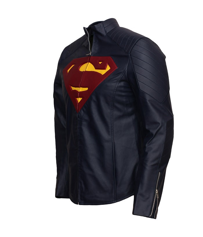 Clark Kent Man Of Steel Blue Superman Leather Jacket Costume Free Shipping UK USA Australia