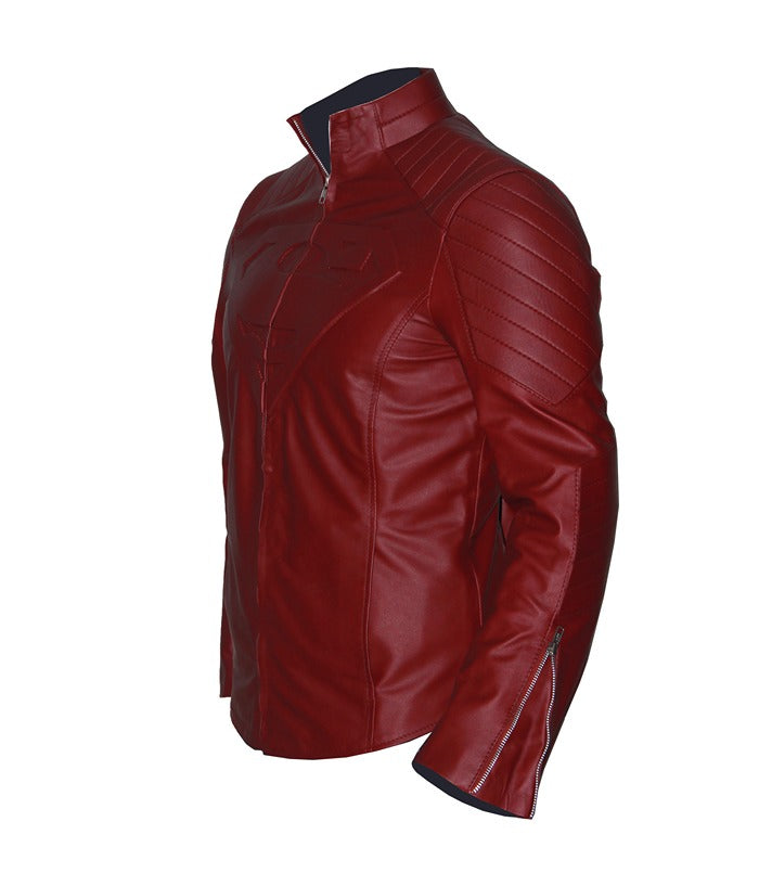 Clark Kent Smallville Superman Maroon Leather Jacket Halloween Costume