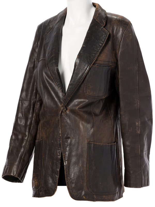 Dangerous Minds Michelle Pfeiffer Brown Leather Blazer New Year Sale
