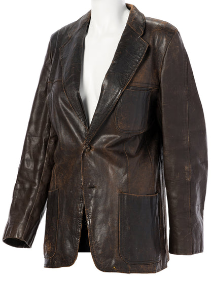 Dangerous Minds Michelle Pfeiffer Brown Leather Blazer New Year Sale