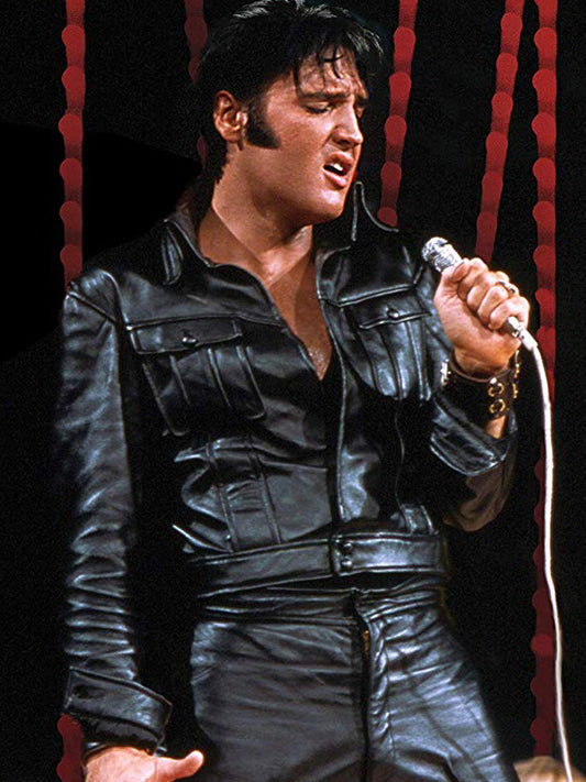 Elvis Presley King Of Rock Black Leather Jacket