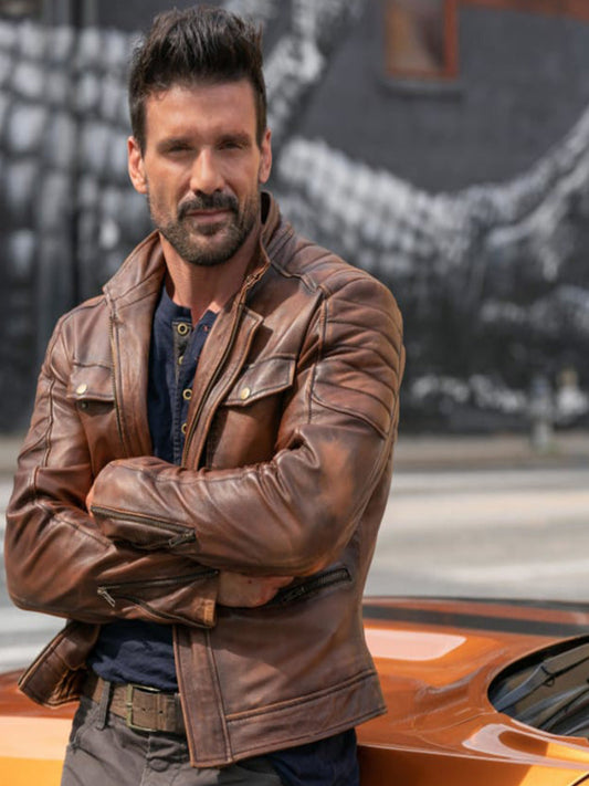 Frank Grillo Boss Level Brown Leather Jacket