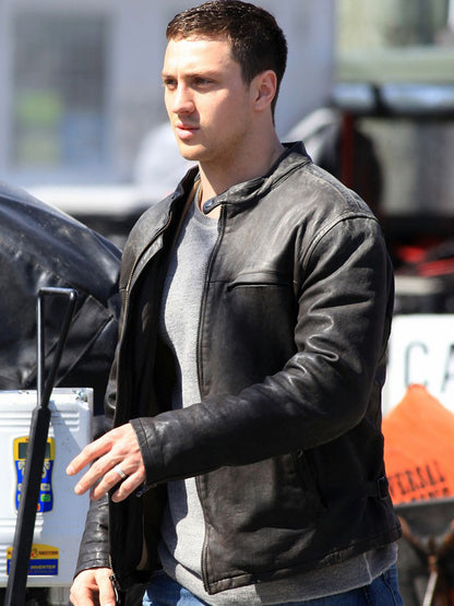 Godzilla Aaron Taylor Johnson Black Leather Jacket Free Shipping UK USA Canada