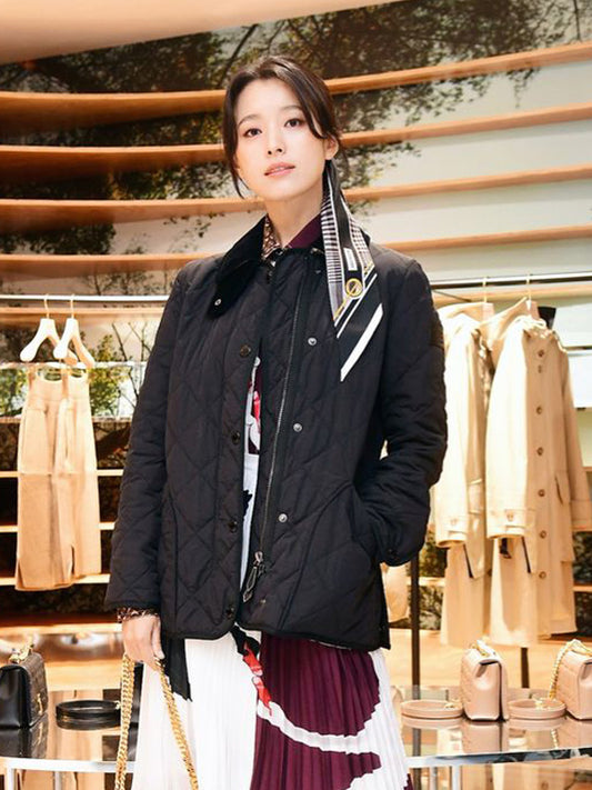 Han Hyo Joo Korean Quilted Black Cotton Jacket