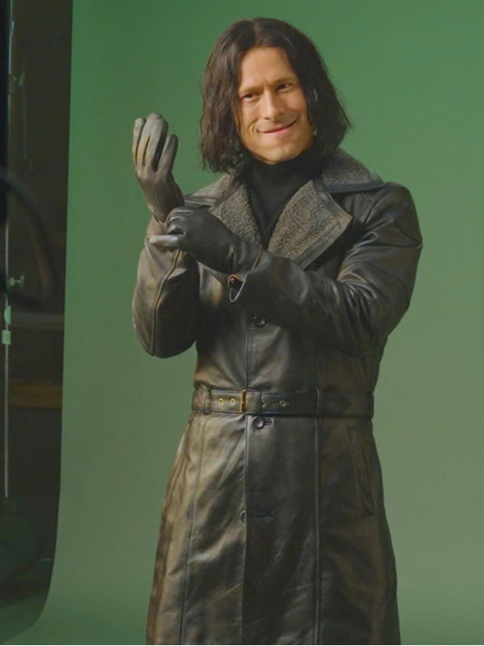 Hit Man Glen Powell Black Leather Coat