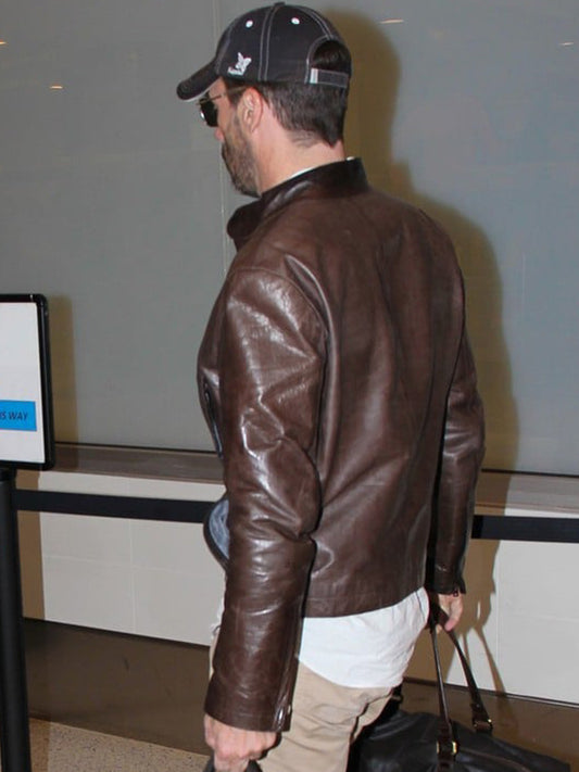 Jon Hamm Baby Driver Buddy Brown Leather Jacket Black Friday Sale