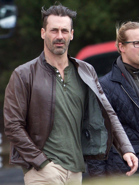 Jon Hamm Baby Driver Buddy Brown Leather Jacket