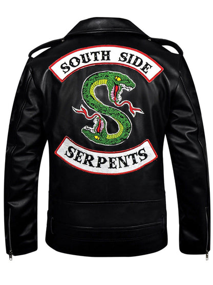 Jughead Jones Southside Serpents Snake Riverdale Black Leather Jacket Cosplay