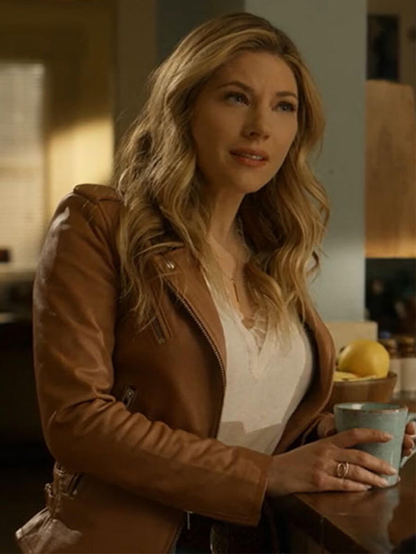 Katheryn Winnick Big Sky Brown Leather Jacket Free Shipping UK USA Canada
