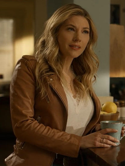 Katheryn Winnick Big Sky Brown Leather Jacket Free Shipping UK USA Canada