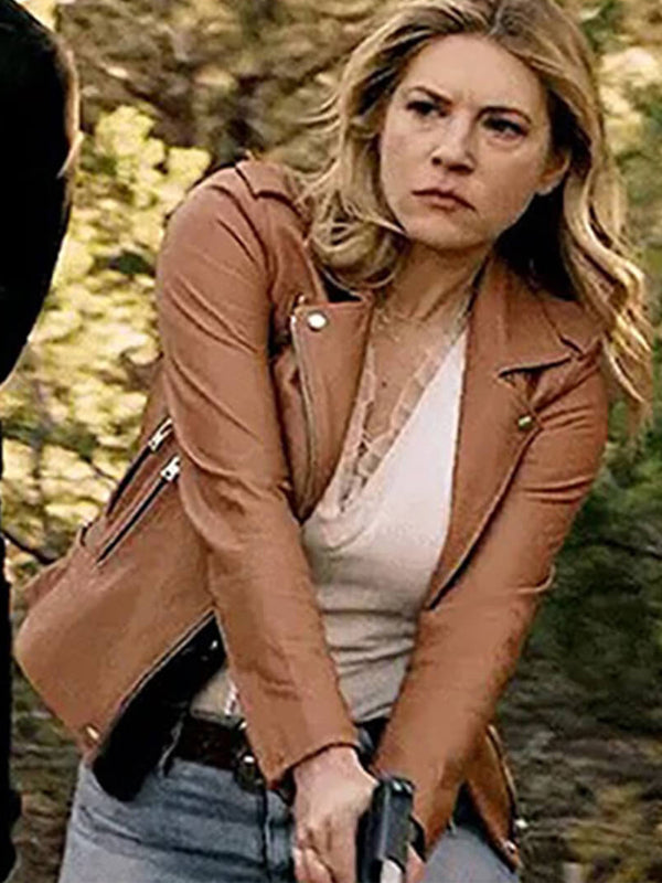 Katheryn Winnick Big Sky Brown Leather Jacket Shop now