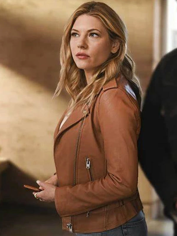 Katheryn Winnick Big Sky Brown Leather Jacket