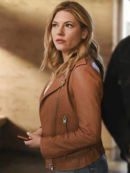 Katheryn Winnick Big Sky Brown Leather Jacket