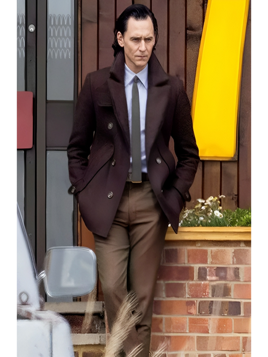 Loki Season 2 Tom Hiddleston Brown Wool Pea Coat