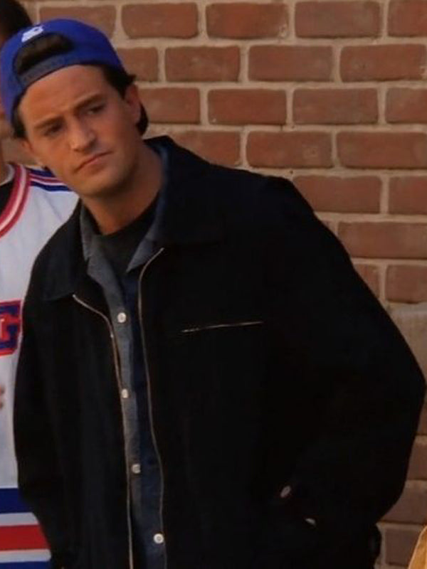 Matthew Perry TV Series Friends Black Cotton Jacket Free Shipping UK Canada Europe