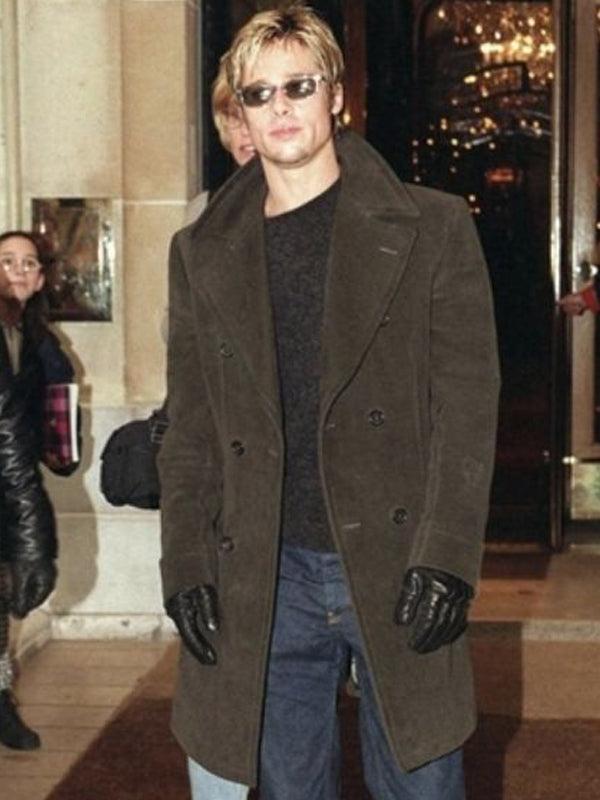 Meet Joe Black Brad Pitt Brown Trench Wool Coat Black Friday Sale