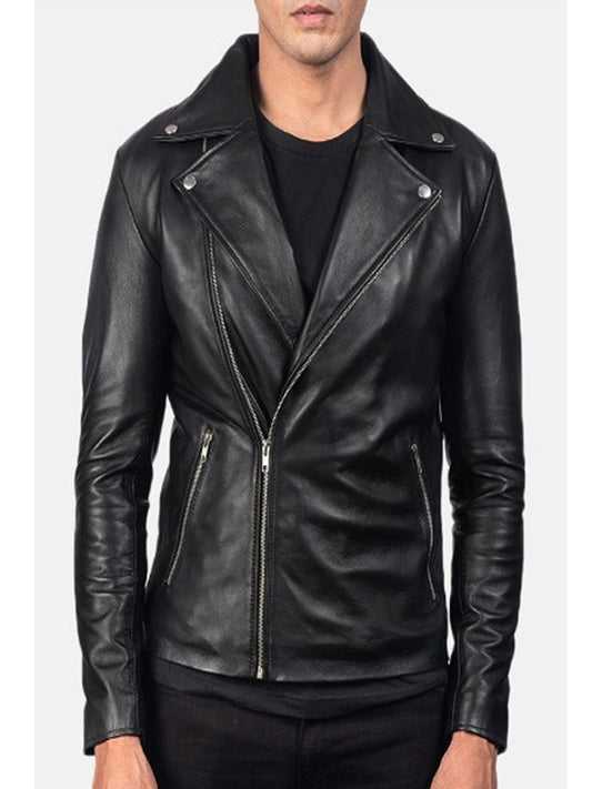Mens Biker Black Brando Leather Jacket
