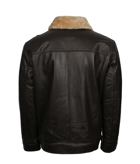 Mens Brown B3 Bomber Aviator Winter Fur Jacket Buy now