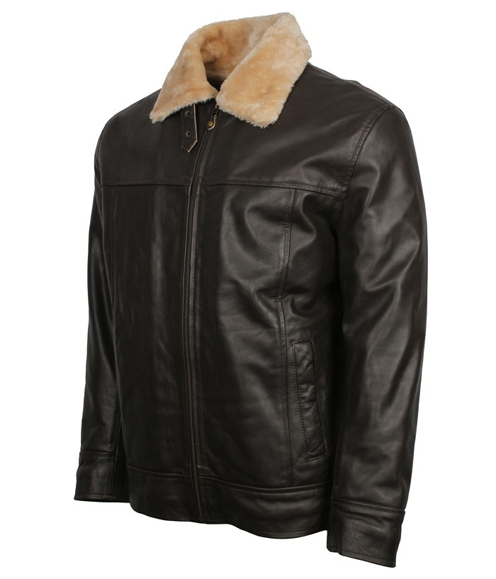 Mens Brown B3 Bomber Aviator Winter Fur Jacket Shop now