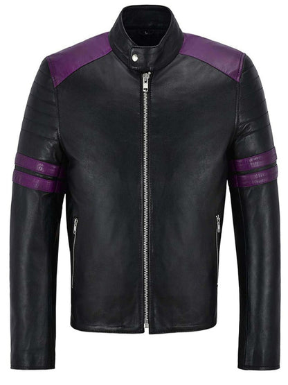 Mens Cafe Racer Vintage Black Motorcycle Leather Jacket