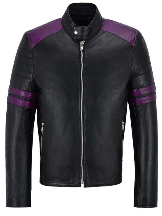 Mens Cafe Racer Vintage Black Motorcycle Leather Jacket