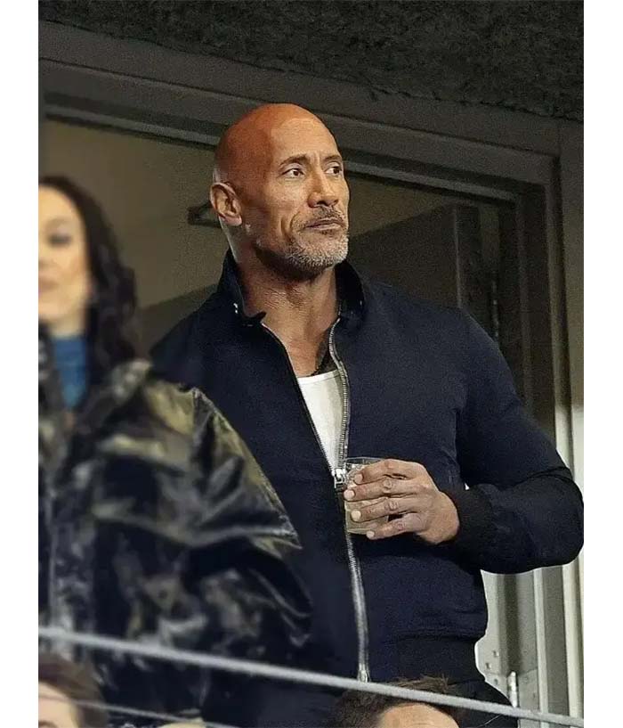 Mens Classic Dwayne Johnson Blue Cotton Jacket Halloween Sale