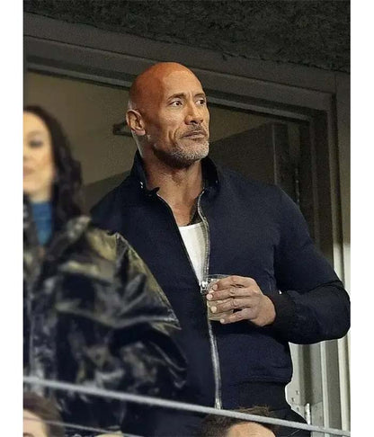 Mens Classic Dwayne Johnson Blue Cotton Jacket Halloween Sale