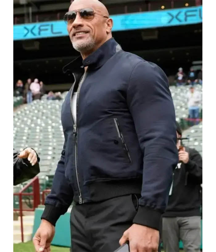 Mens Classic Dwayne Johnson Blue Cotton Jacket Mens Fashion