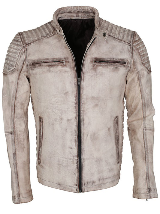Mens Vintage Biker Soft Leather Distressed Jacket Shop now