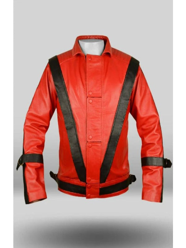 Michael Jackson Thriller Red Vintage Leather Jacket Free Shipping UK USA Canada
