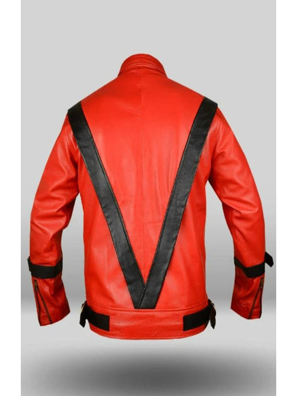 Michael Jackson Thriller Red Vintage Leather Jacket King Of Pop