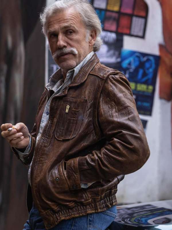 Old Guy Christoph Waltz Brown Leather Jacket