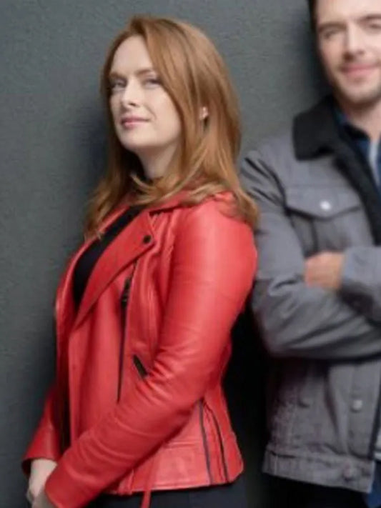 Our Christmas Mural Alex Paxton Red Leather Jacket Black Friday Sale