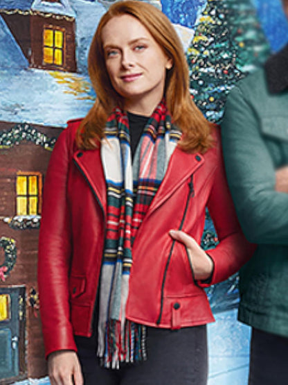 Our Christmas Mural Alex Paxton Red Leather Jacket