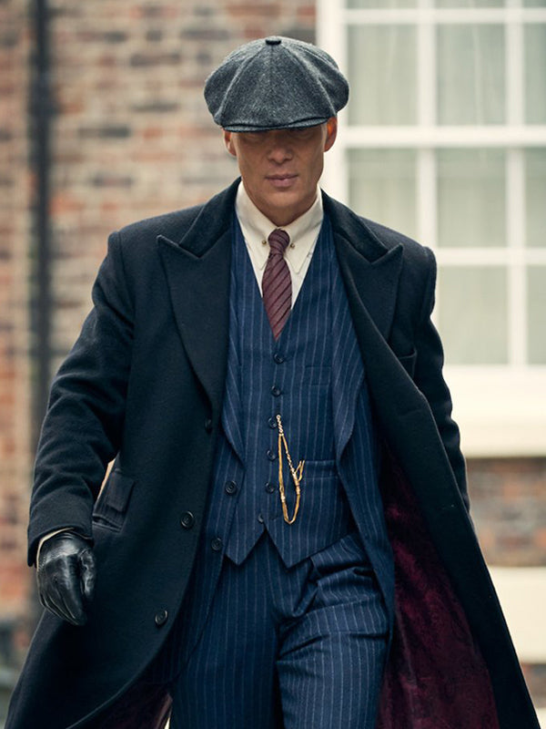 Peaky Blinders Tommy Shelby Vintage Blue Wool Coat Free Shipping Worldwide
