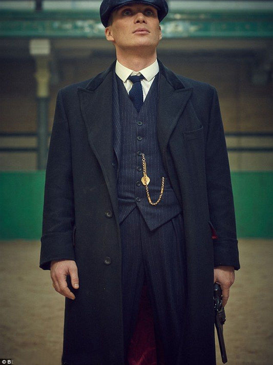 Peaky Blinders Tommy Shelby Vintage Blue Wool Coat