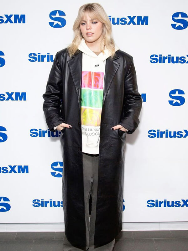Renee Rapp Black Leather Trench Coat