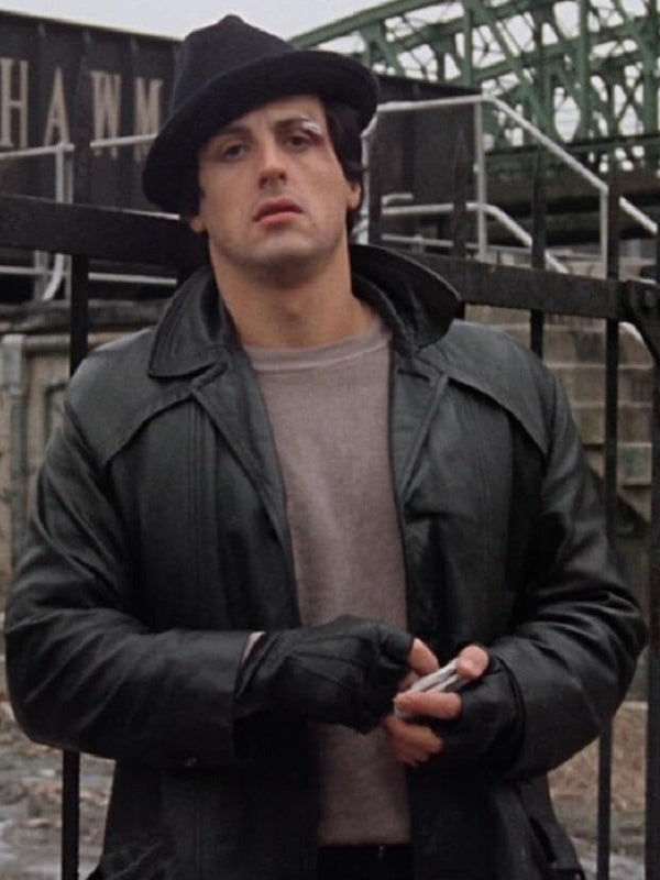 Rocky Sylvester Stallone Black Leather Coat