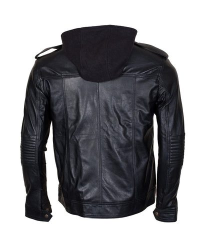 TNA AJ Styles Hooded Black Leather Jacket UK USA Europe